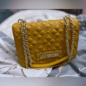 Love Moschino Mustard Yellow and Gold Bag